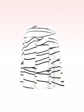 VERTIGO PARIS White & Black Patterned Pleated Satin Skirt (Sz 14)